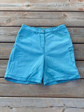 Vintage Cargo Bermuda Shorts Women's M Aqua Blue Stretch Hiking Gorpcore 80s 90s